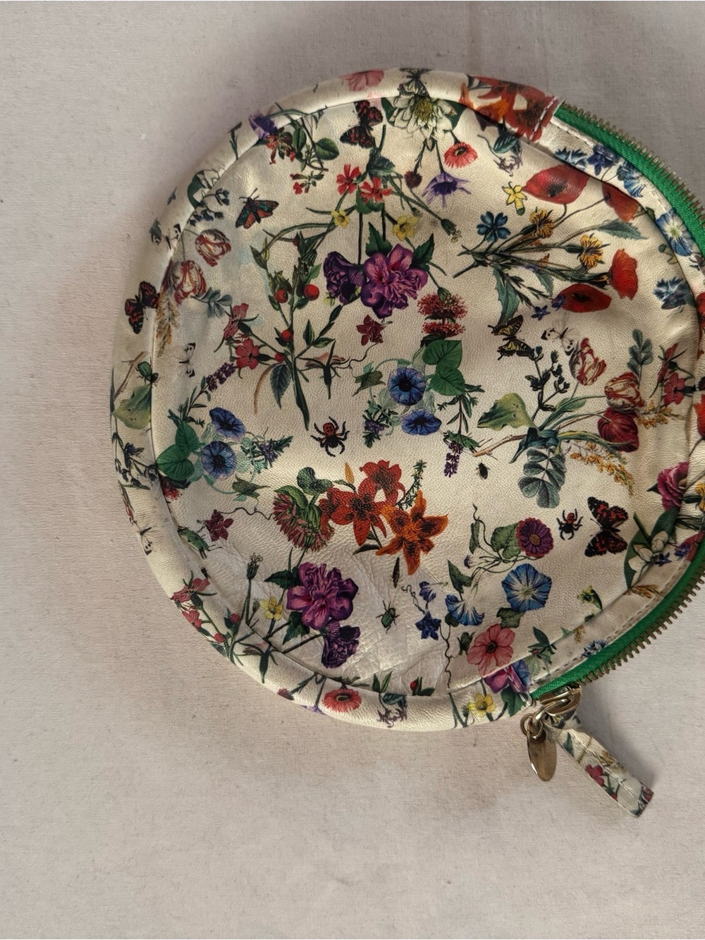 Floral Round Zip Pouch - White Floral Print Clare V
